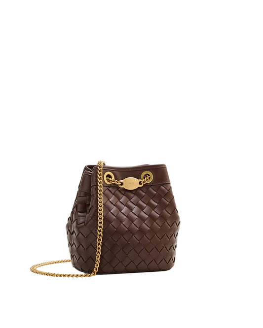 JW PEI Yara Hand Woven Bucket Bag in Brown