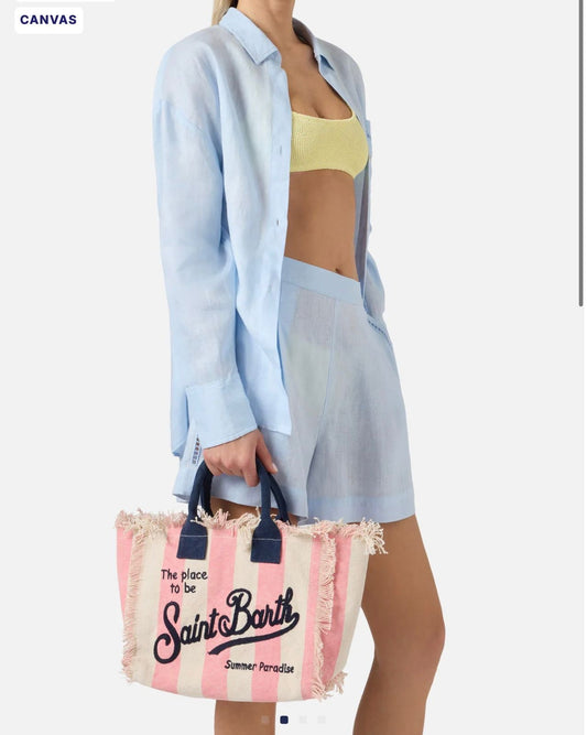 MC2 SAINT BARTH colette vertical-stripes tote bag in pink