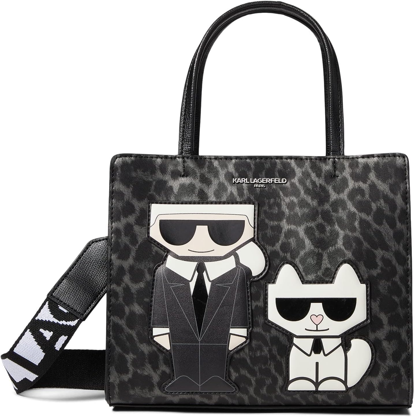 Karl Lagerfeld Paris Maybelle Satchel In Black/grey Leopard