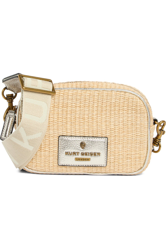Kurt Geiger London Chiswick Raffia Camera Bag in silver