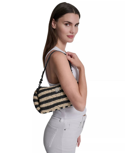 DKNY Shoulder Bag Canvas Beige x Black