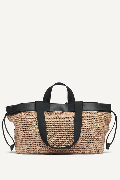 DKNY BARDOT RAFFIA LOGO TOTE