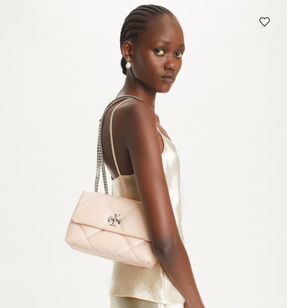 TORY BURCH KIRA DIAMOND QUILT CONVERTIBLE SHOULDER BAG IN SOFT PINK
