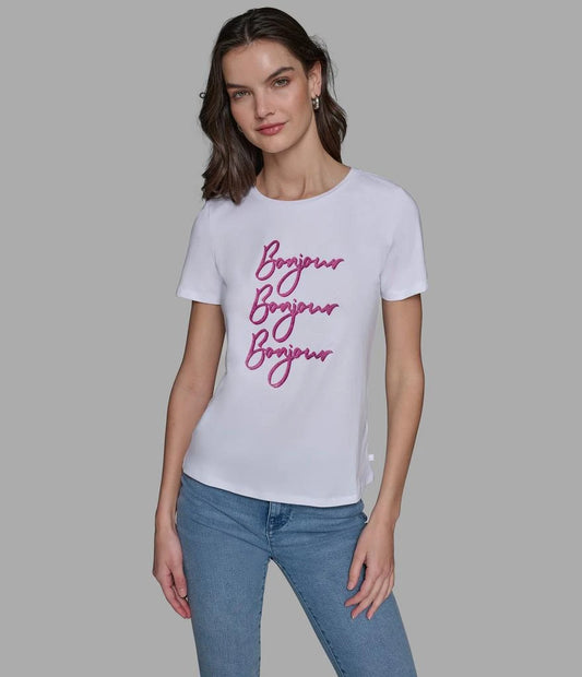Karl Lagerfeld ParisBONJOUR X 3 EMBELLISHED TEE
