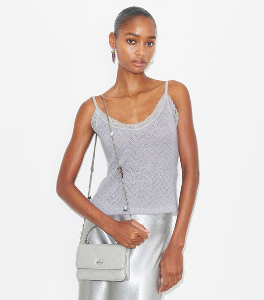 TORY BURCH MINI KIRA DIAMOND QUILT CHARM TOP-HANDLE CROSSBODY