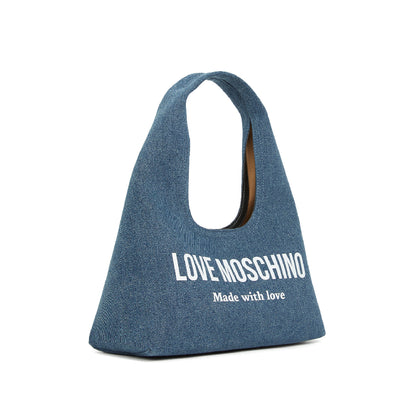Love Moschino Cut-Out Handle Tote Bag in Denim Jeans