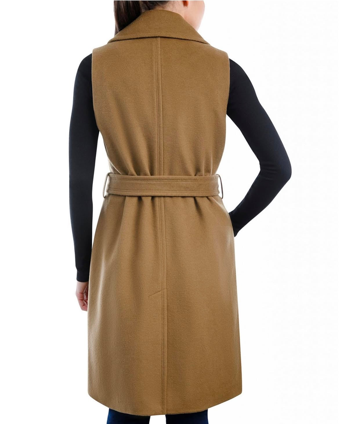 Sleeveless Wool Blend Wrap Coat Michael Kors