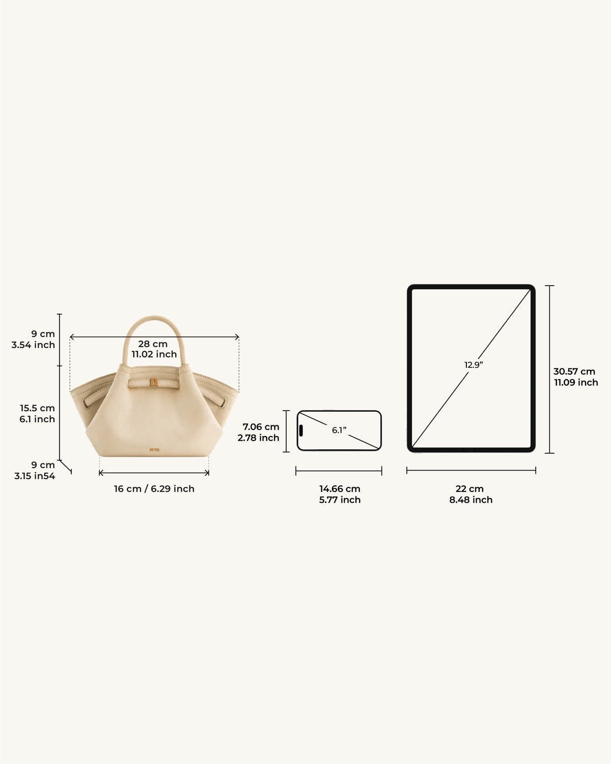 JW PEI Hana Mini Faux Suede Tote Bag - Off White