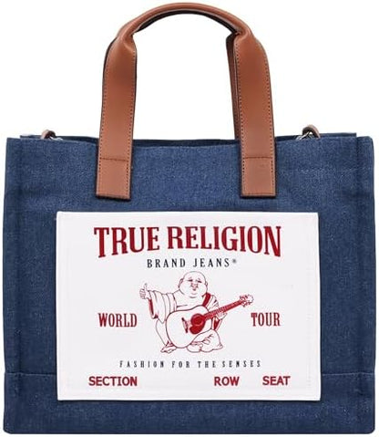 True religion medium denim tote bag