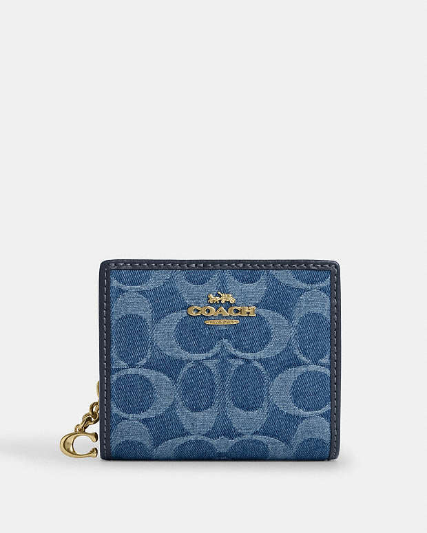 Coach Snap Wallet In Signature Denim