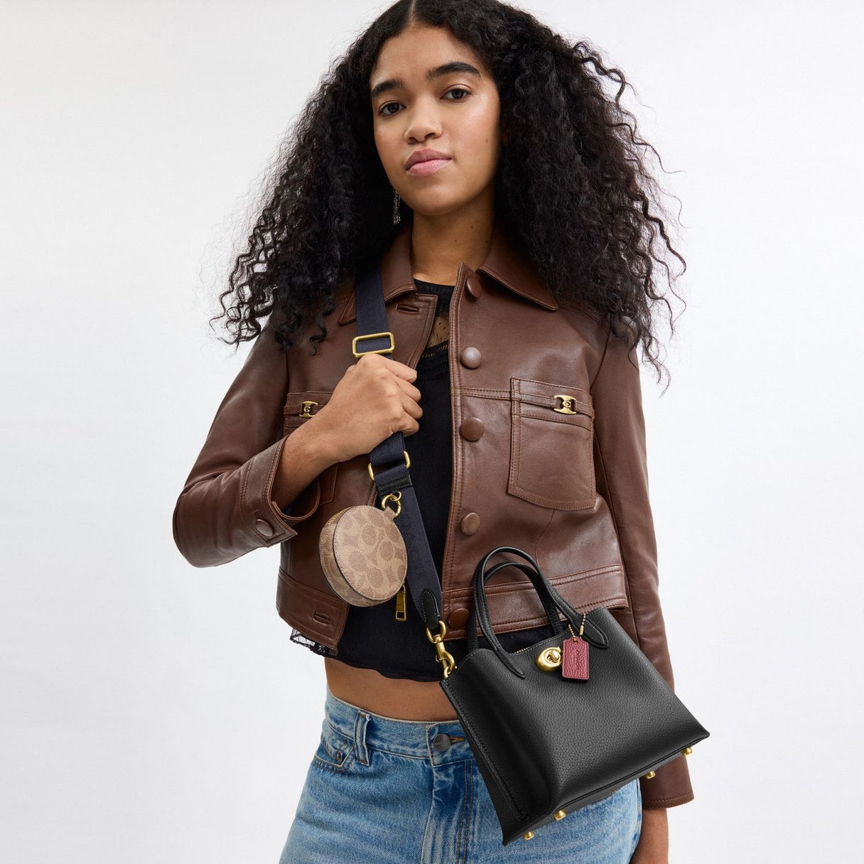 Coach Willow Tote Bag 18 In Signature Canvas color black/navy