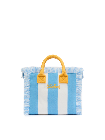 MC2 SAINT BARTH COLETTE SPONGE LIGHT BLUE STRIPED TERRY HANDBAG