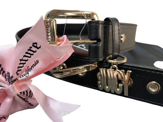 JUICY COUTURE Belt Black with Gold Buckle and Gold Juicy Charm