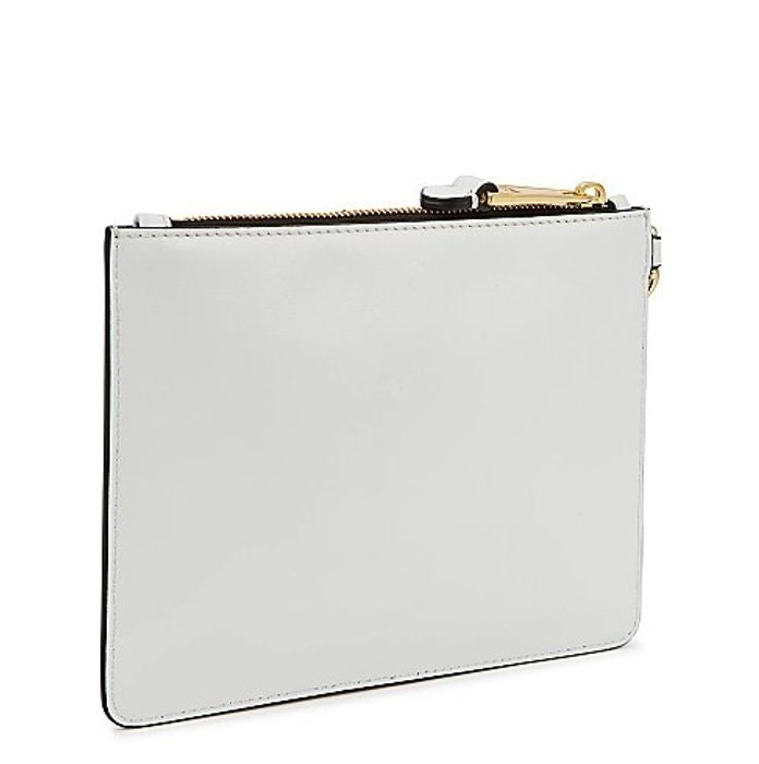 MOSCHINO Leather clutch with lettering logo