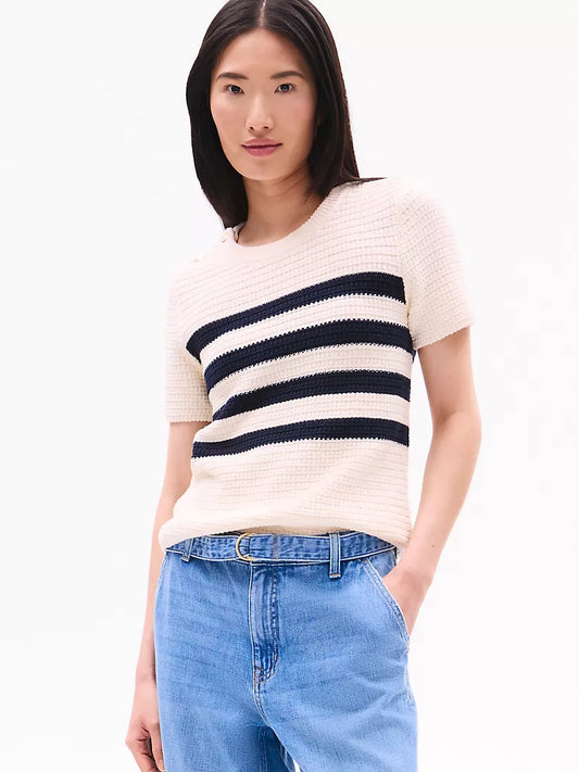 Tommy Hilfiger Gold Button Textured Knit Sweater size M