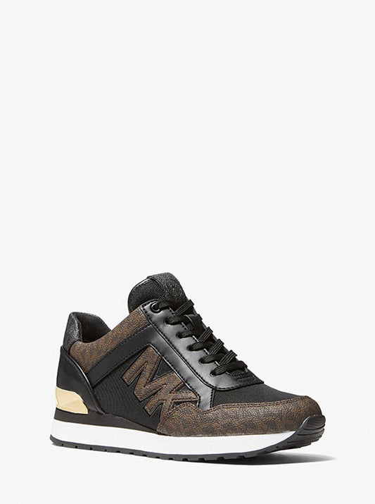 Michael Kors Maddy Two-Tone Logo Trainer brown black sneakers 7m