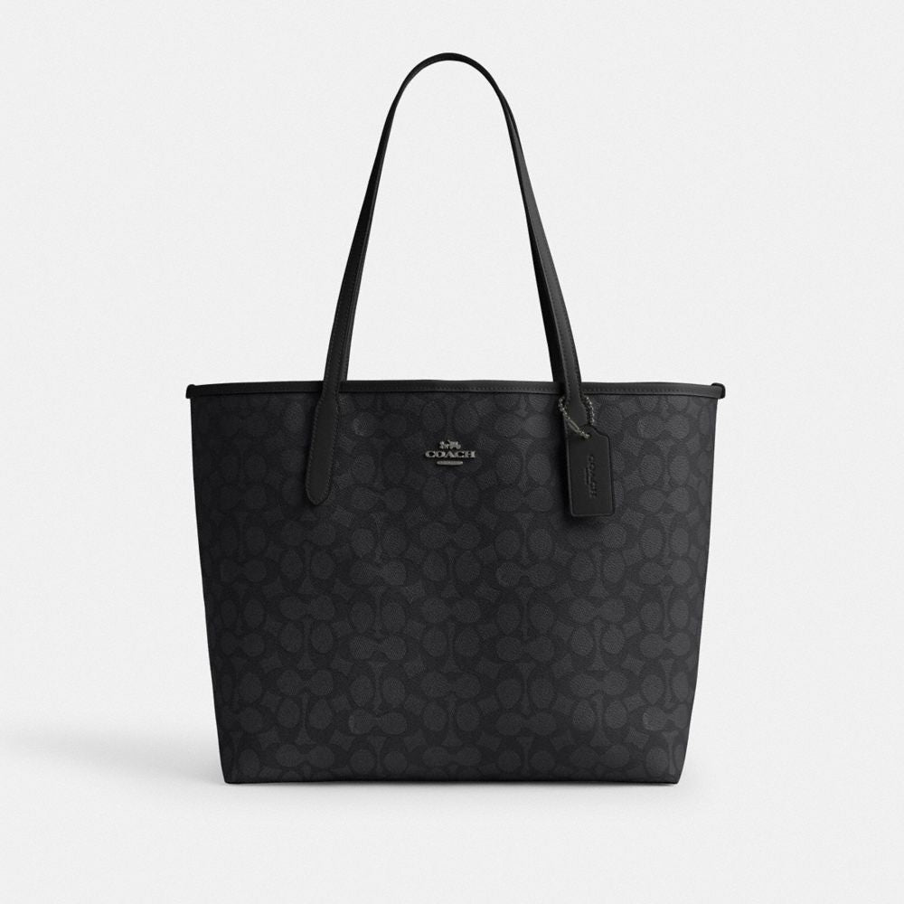 Coach City Tote Bag In Signature Canvas in gunmetal