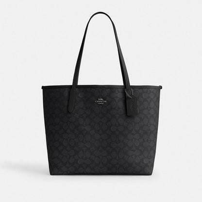Coach City Tote Bag In Signature Canvas in gunmetal