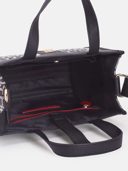 Tommy Hilfiger Brand Logo Textured Handheld Bag in navy