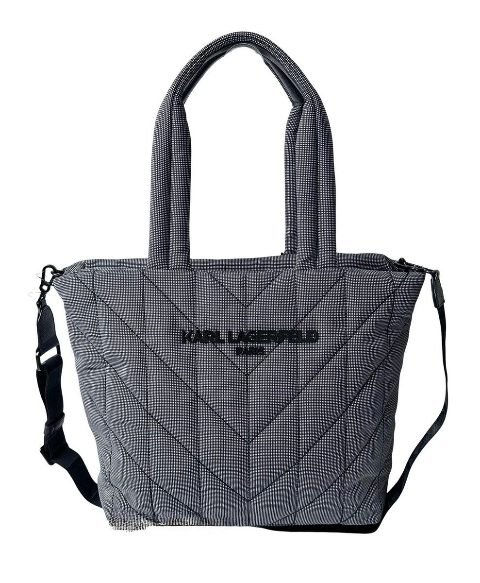 Karl Lagerfeld Paris Voyage Quilted Black & White Large Tote Bag