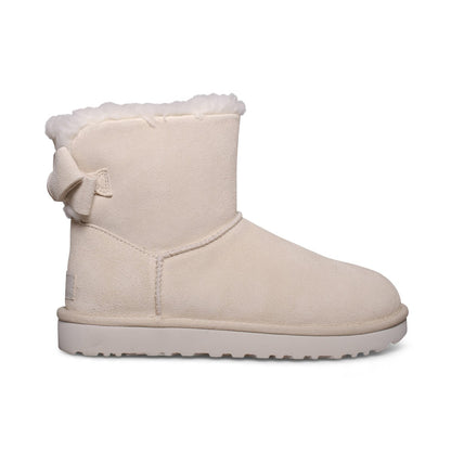 UGG MINI BAILEY SUEDE BOW CREAM SHEEPSKIN ANKLE WOMEN'S BOOTS SIZE 39