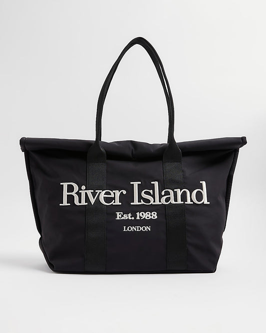 River Island Black Roll Top Holdall Bag