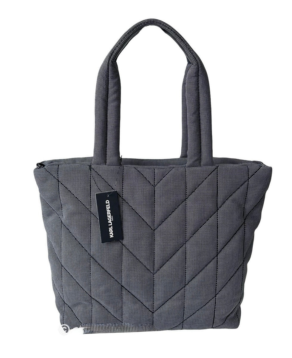 Karl Lagerfeld Paris Voyage Quilted Black & White Large Tote Bag