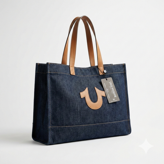 True Religion Stitched  Large Tote Bag - dark Blue