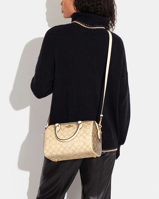 Coach Rowan Satchel Bag In Signature Canvas in light khaki