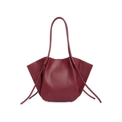 JW PEI Nala Wide Tote Bag in Burgundy Pebbled