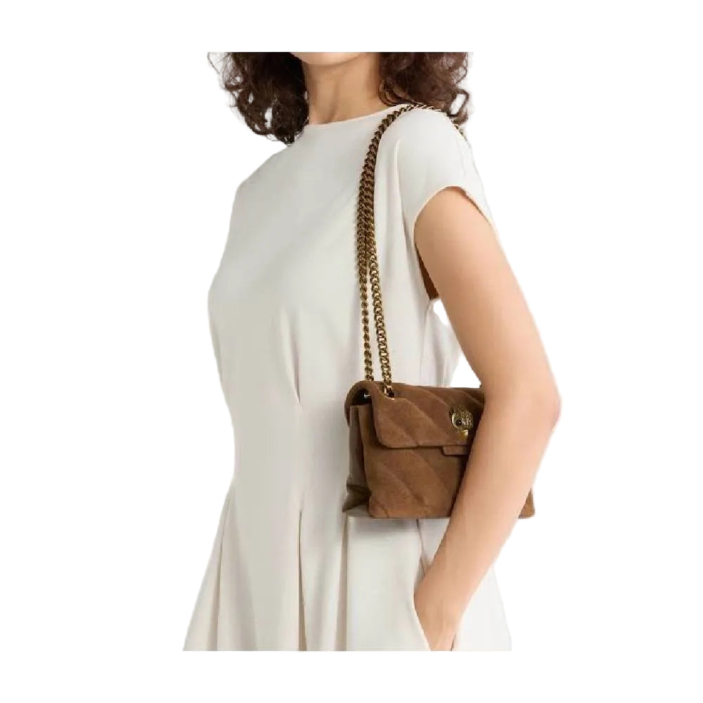 Kurt Geiger Soho Mini Leather Bag in Brown Suede