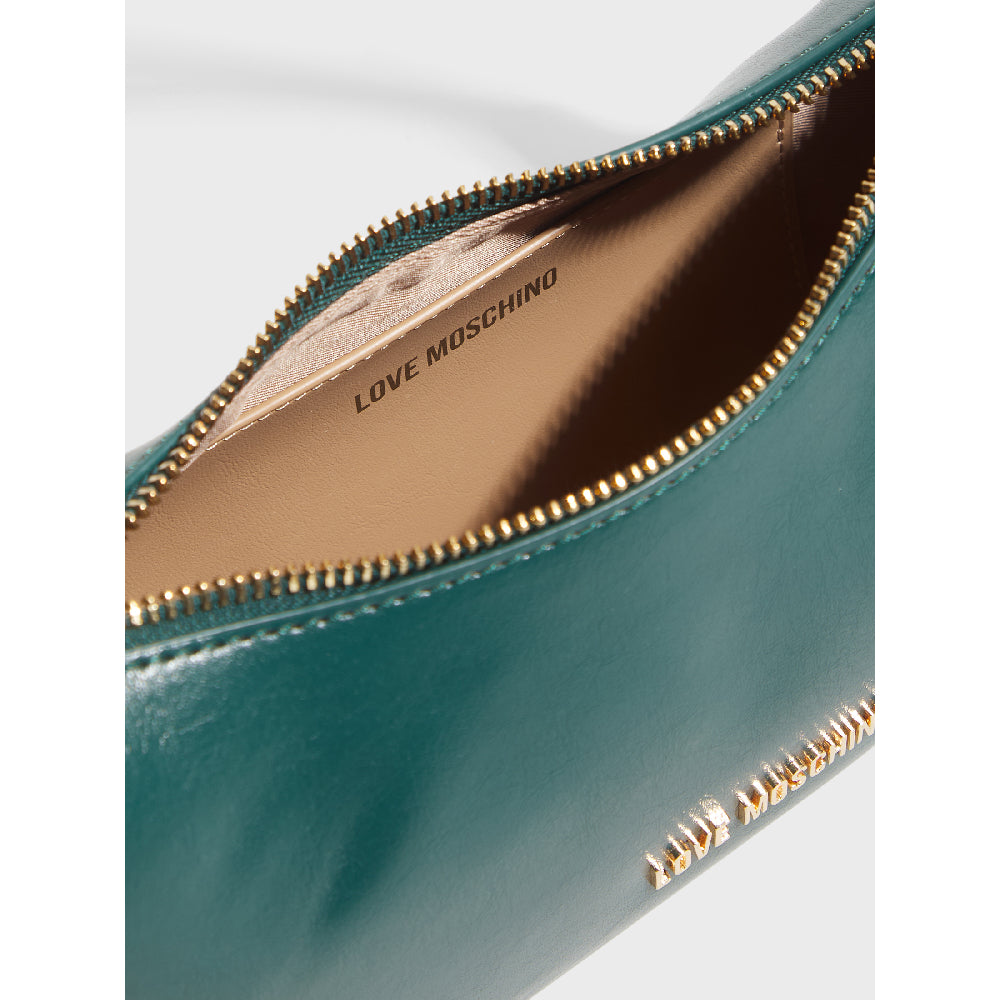 Love Moschino Soft Leather Shoulder Bag in Dark Green