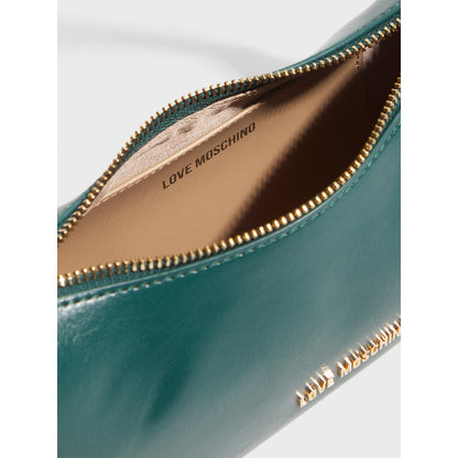 Love Moschino Soft Leather Shoulder Bag in Dark Green