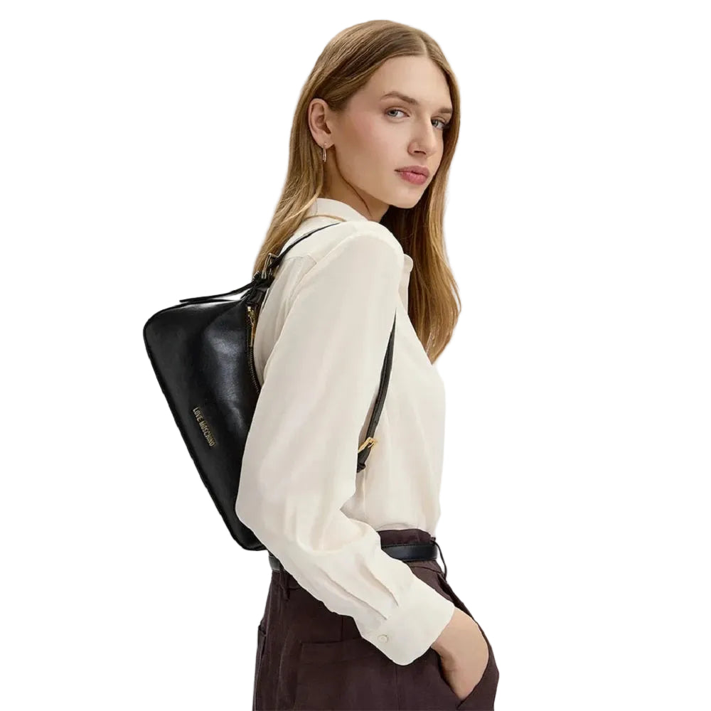 Love Moschino Soft Leather Shoulder Bag in Black