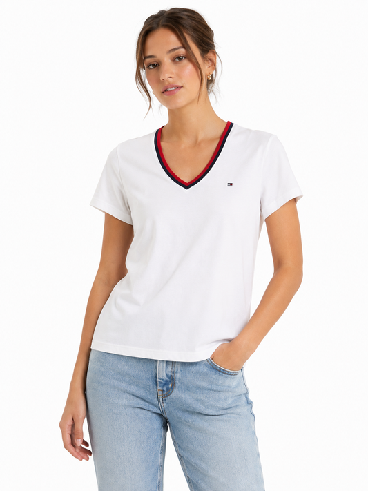 Tommy Hilfiger Women's V-Neck Essential T-Shirt Large