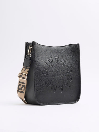 River Island Black Logo Messenger Cross-Body Bag