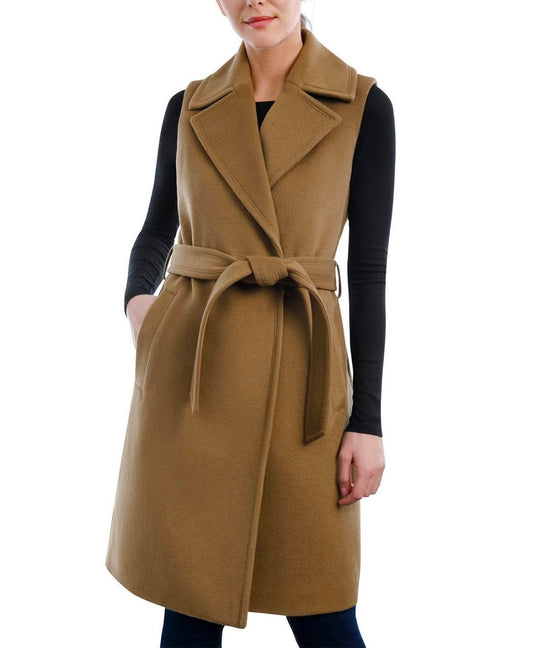 Sleeveless Wool Blend Wrap Coat Michael Kors