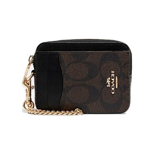 Coach Zip Card Case In Signature Canvas