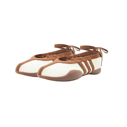 Adidas Taekwondo Ballerina Mei Ballet Ankle Strap Ballet Pumps Creamy White Brown Gold