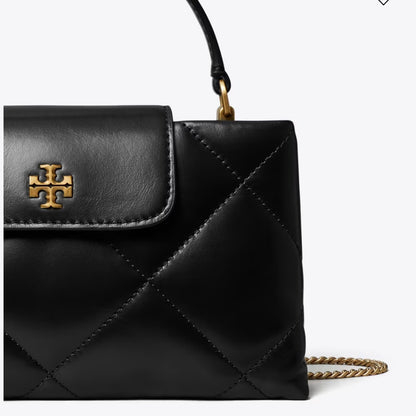 TORY BURCH KIRA DIAMOND QUILT TOP-HANDLE BAG IN BLACK