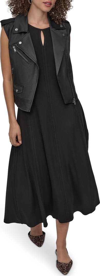 DKNY Faux Leather Moto Vest size M