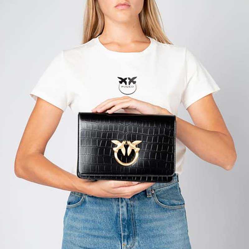 Pinko Leather messenger bag LOVE CLICK CLASSIC PURE SHAPES