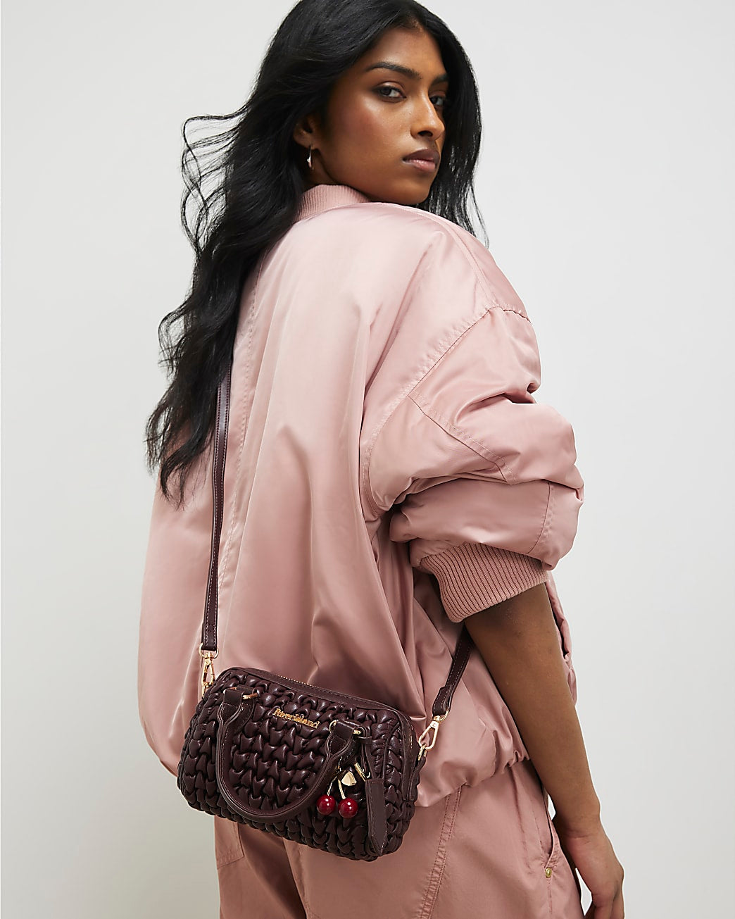 River Island Red Scrunch Mini Bowler Bag
