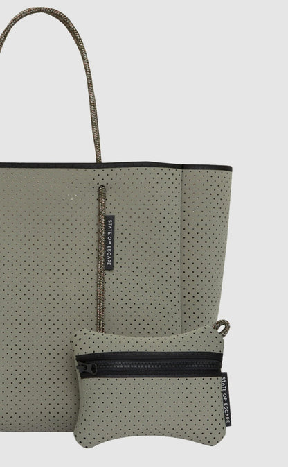 State of escape medium tote bag Flying Solo tote in sage / blush (dual tone)