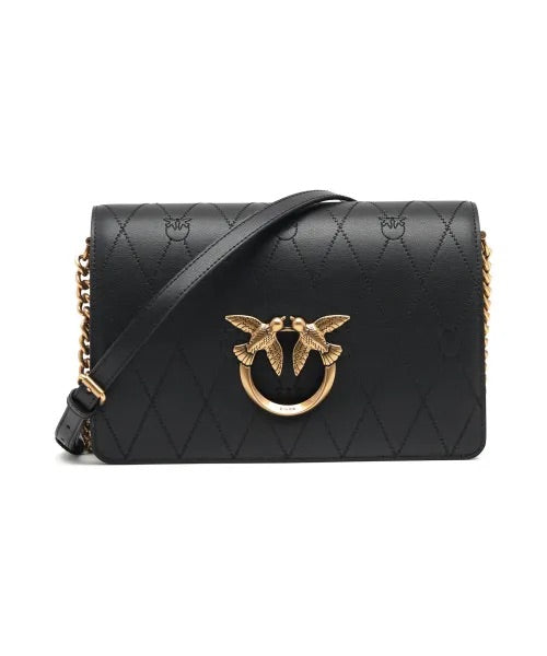 PINKO LOVE CLICK WAVE LOGO CL Leather Messenger Bag