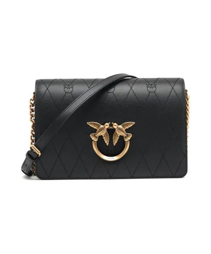 PINKO LOVE CLICK WAVE LOGO CL Leather Messenger Bag