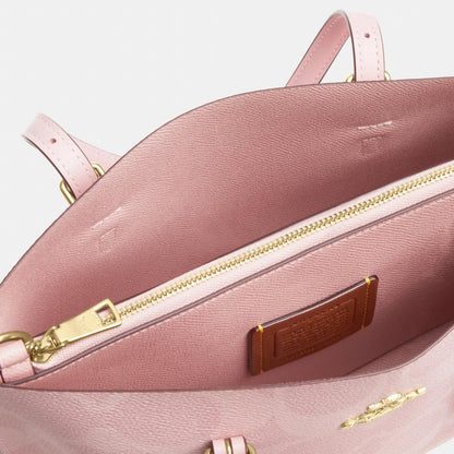 Coach mollie 25 tote in signature canvas in baby pink