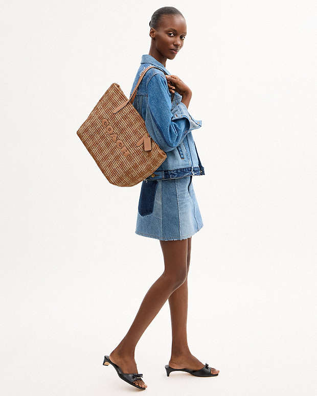 Coach City Tote Bag With Gingham Print