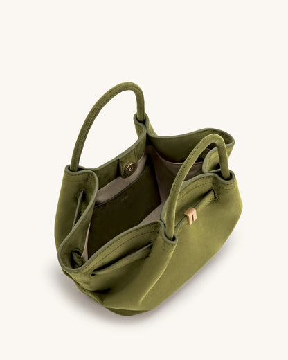 JW PEI Hana Suede Mini Tote Bag in Dark Olive