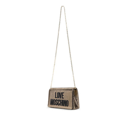 Love Moschino Clutch with Shoulder Strap in Gold